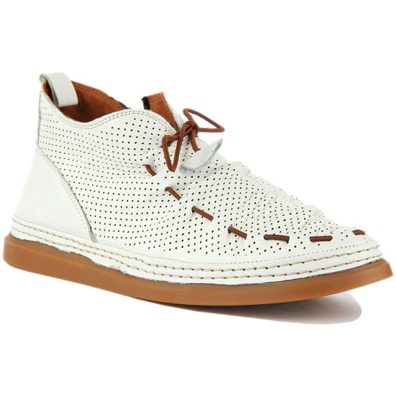 JUSTINREESS Lia Women's Side Zip Casual Ankle Boot In White Size 10