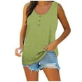 thumbnail image 2 of Ydkzymd Workout Tank Tops for Women with Shelf Bra and Workout Sayings Green Flowy Lounge Henley Tunics Button Up Cute Plus Size T Shirts Sleeveless Solid Color Fashion Blouses Green L, 2 of 7