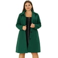 thumbnail image 1 of GRACE & GRANDEUR Women's Plus Size Overcoat Single Breasted Belted Long PeaCoat Green 3X, 1 of 5