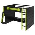 thumbnail image 2 of taoruifang green Full Size Wood Loft Bed with Desk, Multi-storage Shelves and RGB Light, 2 of 18