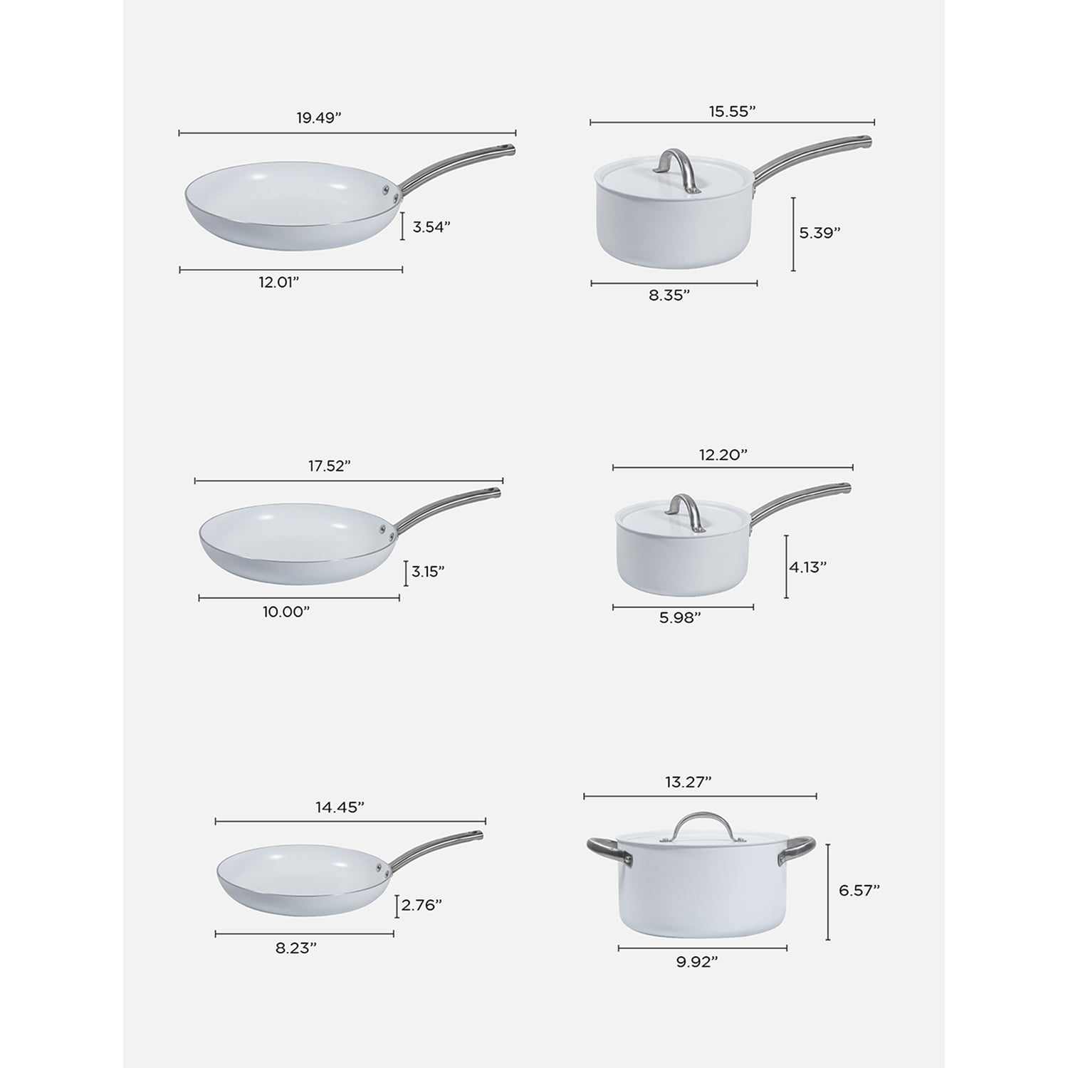 BLACK+DECKER 9-Piece Ceramic White Aluminum Cookware Set, Pots and Pans Set with Ceramic Non-Stick Coating
