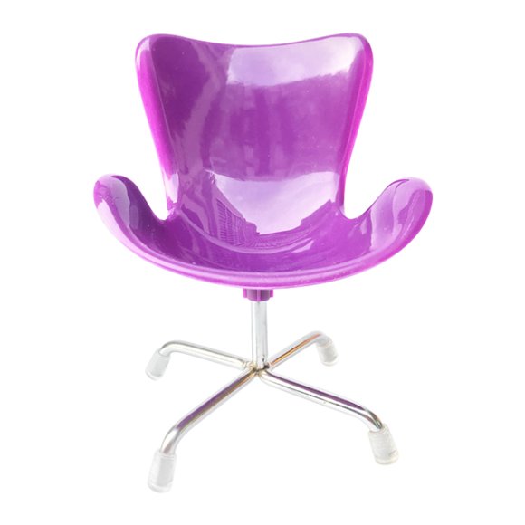 1Set Mini Computer Chair Purple Plastic Realistic Design for Bedroom Decoration 5.5x4.3x4.3in