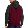 thumbnail image 4 of Satankud Men's Pullover Hoodies Plaid Jacquard Color Block Long Sleeve Casual Hooded Sweatshirts with Kanga Pockets Winered/Black 2XL, 4 of 8