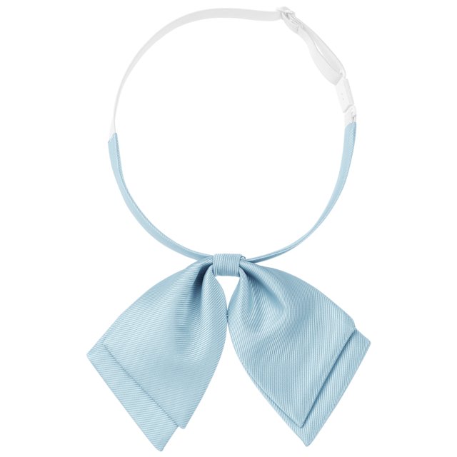 Corbata de lazo de doble capa ajustable de satén para camisa de uniforme para mujeres Inspire Chic, azul claro, talla única