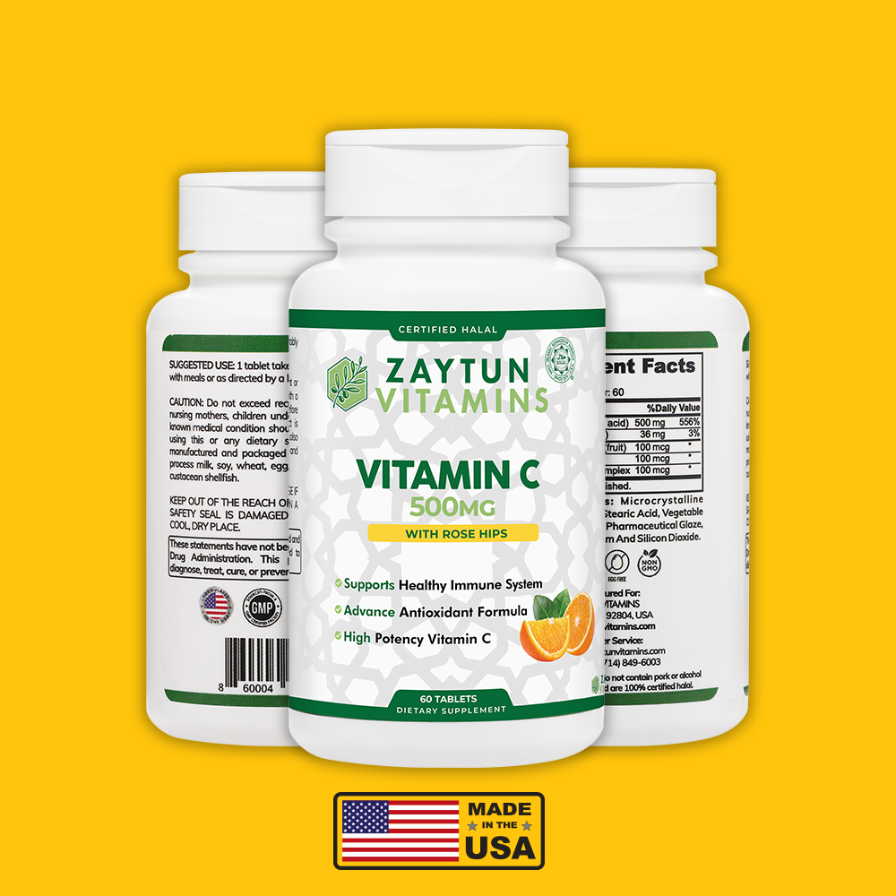 Zaytun Vitamins Halal Vitamin C 500mg Tablets With Rose Hips Extract ...