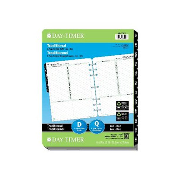 DayTimer Refill day to page Folio 6 holes