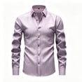 thumbnail image 6 of Zivyakyro Fall Mens Shirts Golf Button down Striped Big and Tall Casual Long Sleeve Shirt Collared Pink L, 6 of 8