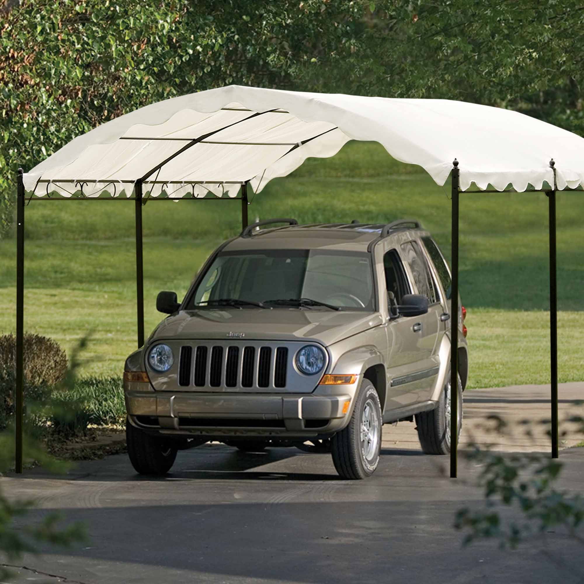 Private Jungle Patio Carport for Garage Shelter, Yard Gazebo Storage Shed, White Private Jungle Patio Carport for Garage Shelter, Yard Gazebo Storage Shed, White