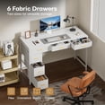 thumbnail image 4 of HLDIRECT 47 inch Computer Desk with 6 Drawers, Reversible Home Office Desk with Storage, Office Desk for Home Office, Writing, Study, Work, Living Room，White, 4 of 8