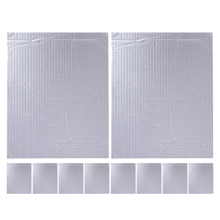 Hemoton 10pcs Aluminum Foil Heat And Sound Insulation Mats For Roof And Auto Self-Adhesive  Bubble Insulation Pads For Thermal Protection