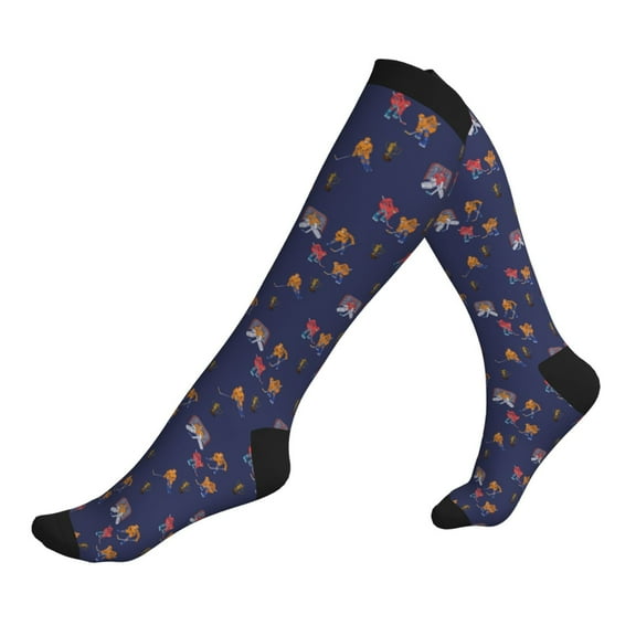 Compression Socks for Men Women -Hockey Players Cups Navyblue Knee High Compression Stockings for Men Women