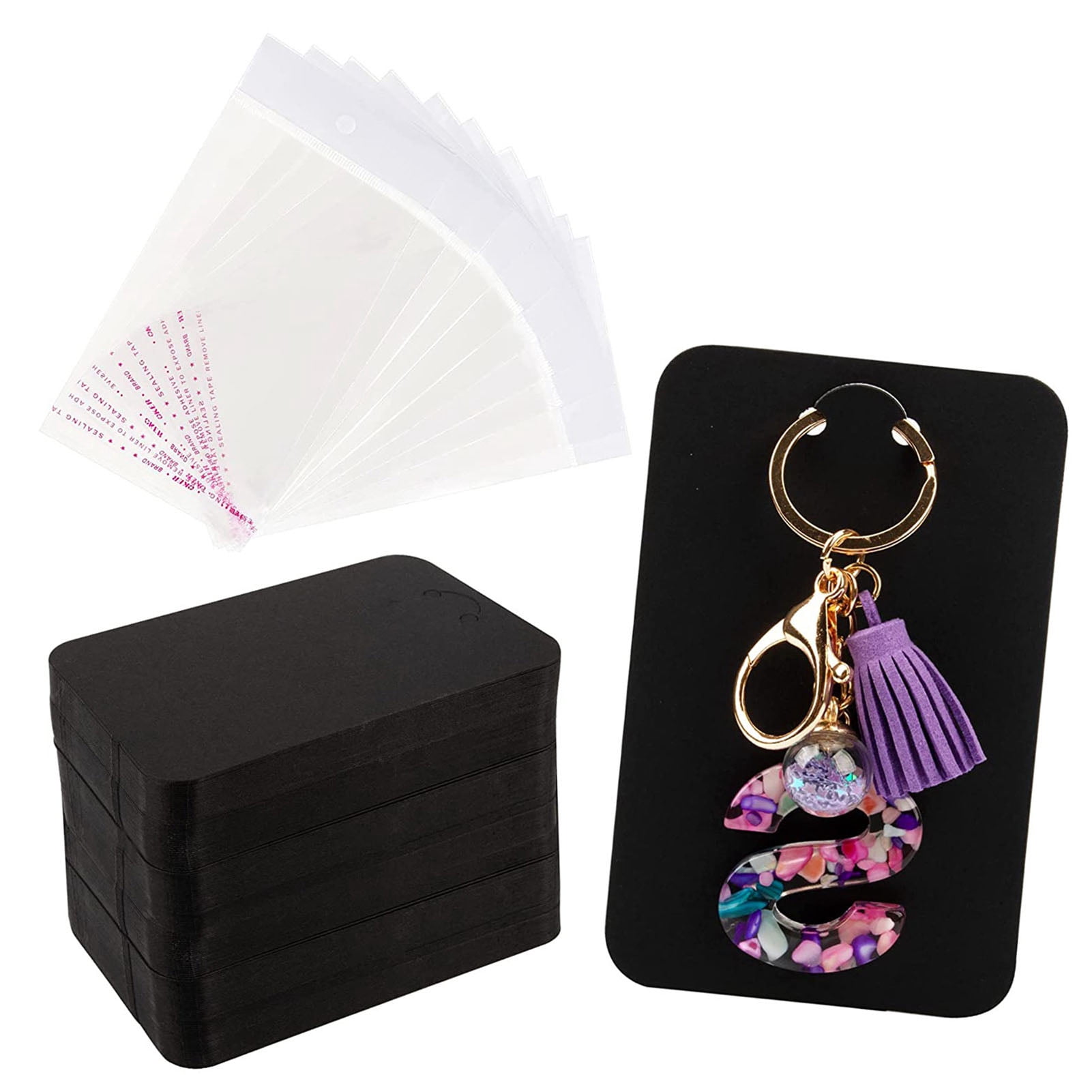 Keychain Display Cards with Self Sealing Bags for Cards Jewelry Packaging -  Walmart.com