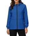 thumbnail image 3 of ShomPort Rain Jacket for Women Packable Zipper Drawstring Hooded Trendy Loose Waterproof Jackets, 3 of 7
