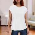 thumbnail image 2 of OSOLU Solid Color Summer Women Loose Fit T-Shirt Short Sleeve Tshirts Tee Casual Business Basic Tops With Cap Sleeves Breathable Dailywear, 2 of 5