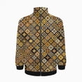 thumbnail image 2 of Ornate Gold Tile Mosaic Pattern Jacket Men's Street Cool Long Sleeves Coat Personality Tops Oversized Zipper Jackets Male Clothes, 2 of 7