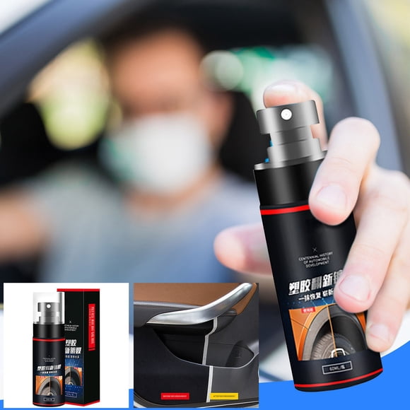 60ml Automotive Plastic Retreading Agent, High Gloss Scratch Repair Solution for Car Dashboard Leather Vinyl, Easy Apply Interior Restorer Eliminates Yellowing Oxidation with Strong Adhesion