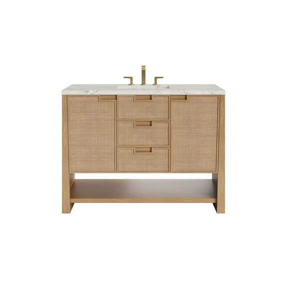 James Martin Vanities D225-V48-SSO-3VSL Solene 48" Free Standing Single Basin Poplar Wood