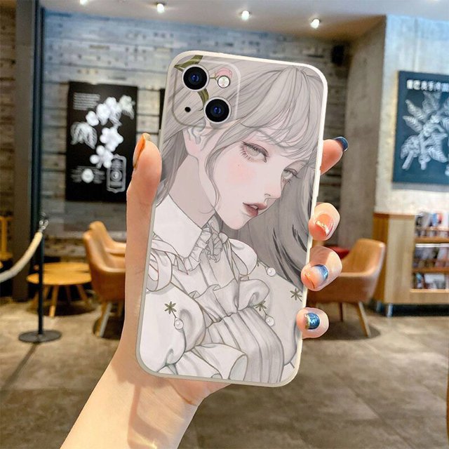 Funda de silicona a prueba de golpes para iphone, carcasa con dibujos de chicas japonesas de anime para iphone 14 13 pro max 11 12 mini 8 plus 7 se2 se3 6s xr xs x Fivean unisex
