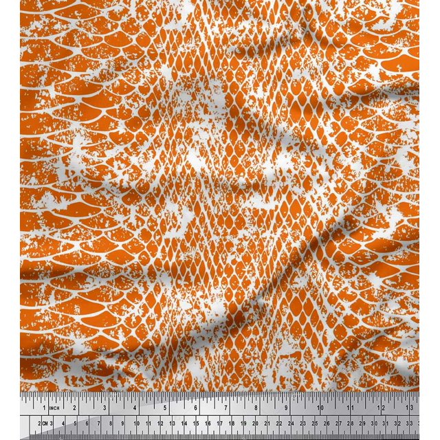 Soimoi Polyester Crepe Fabric Snake Animal Skin Print Sewing Fabric Yard 52 Inch Wide