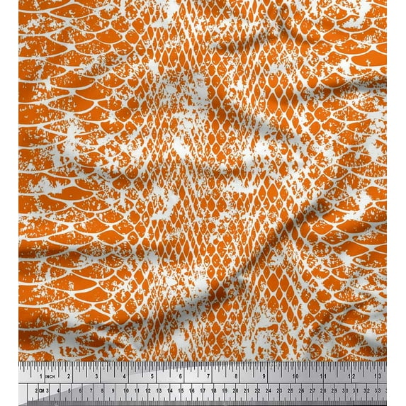 Soimoi Satin Silk Fabric Snake Animal Skin Printed Craft Fabric by The Yard 42 Inch Wide