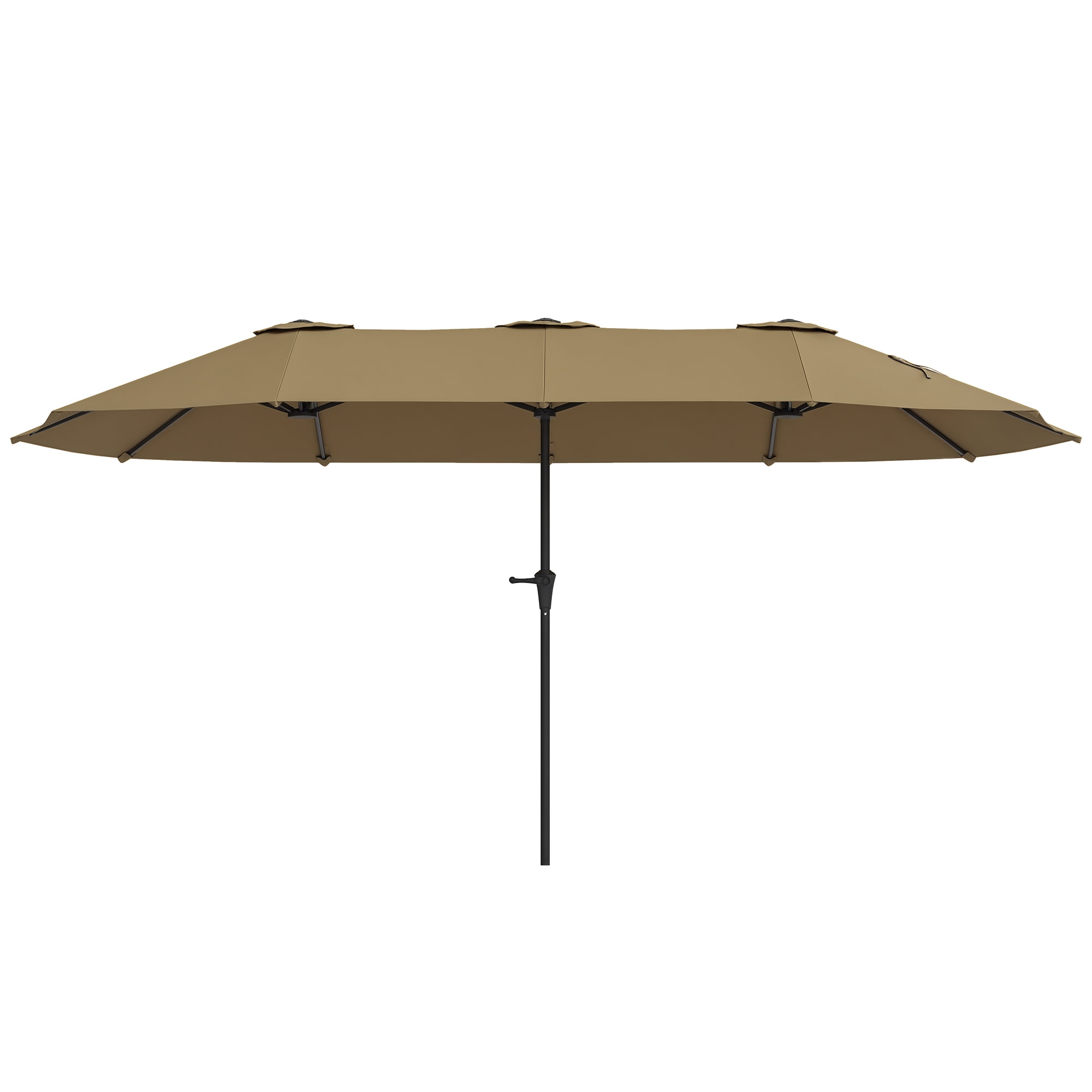 Outsunny 13 ft. Extra Large Patio Umbrella, UPF30+ Double Umbrella Outdoor Patio with Easy Crank Handle, Vents, Coffee