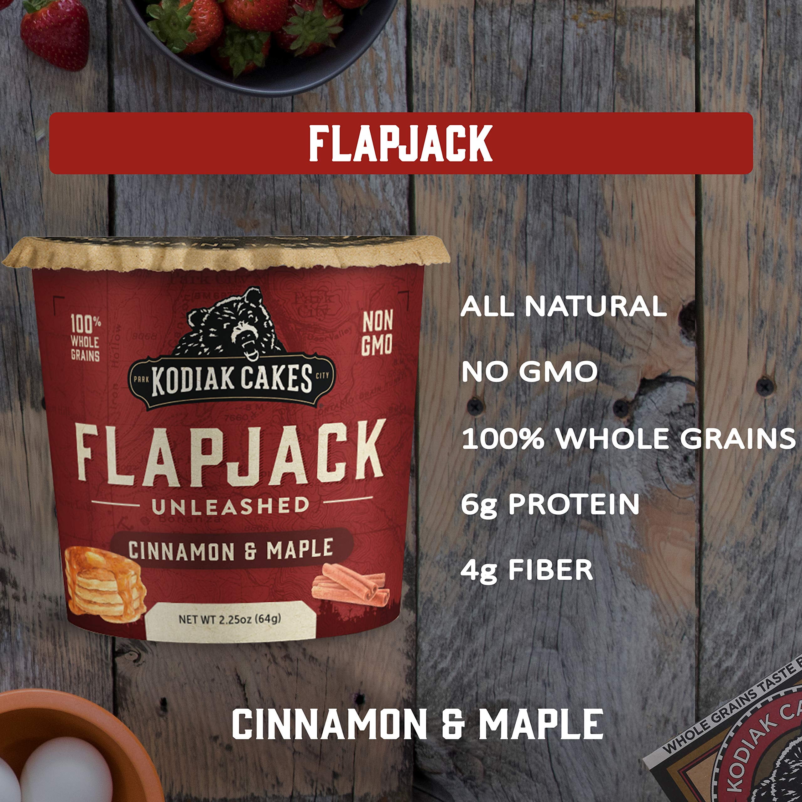 Kodiak Cakes Flapjack Unleashed Cup, Cinnamon & Maple, 2.25 oz (Pack of 6)
