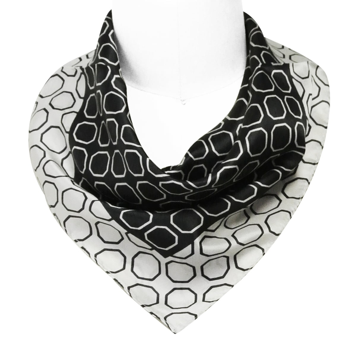 Wrapables® 100% Silk Neckerchief Square Scarf, Black and White 