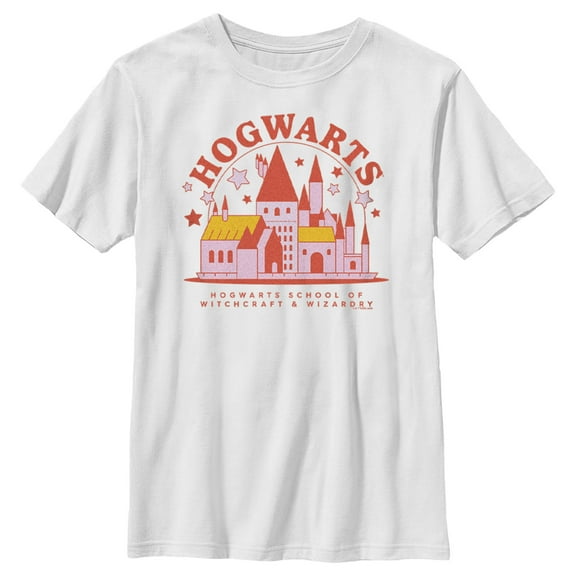 Boy's Harry Potter Cute Starry Hogwarts Graphic Tee White X Large