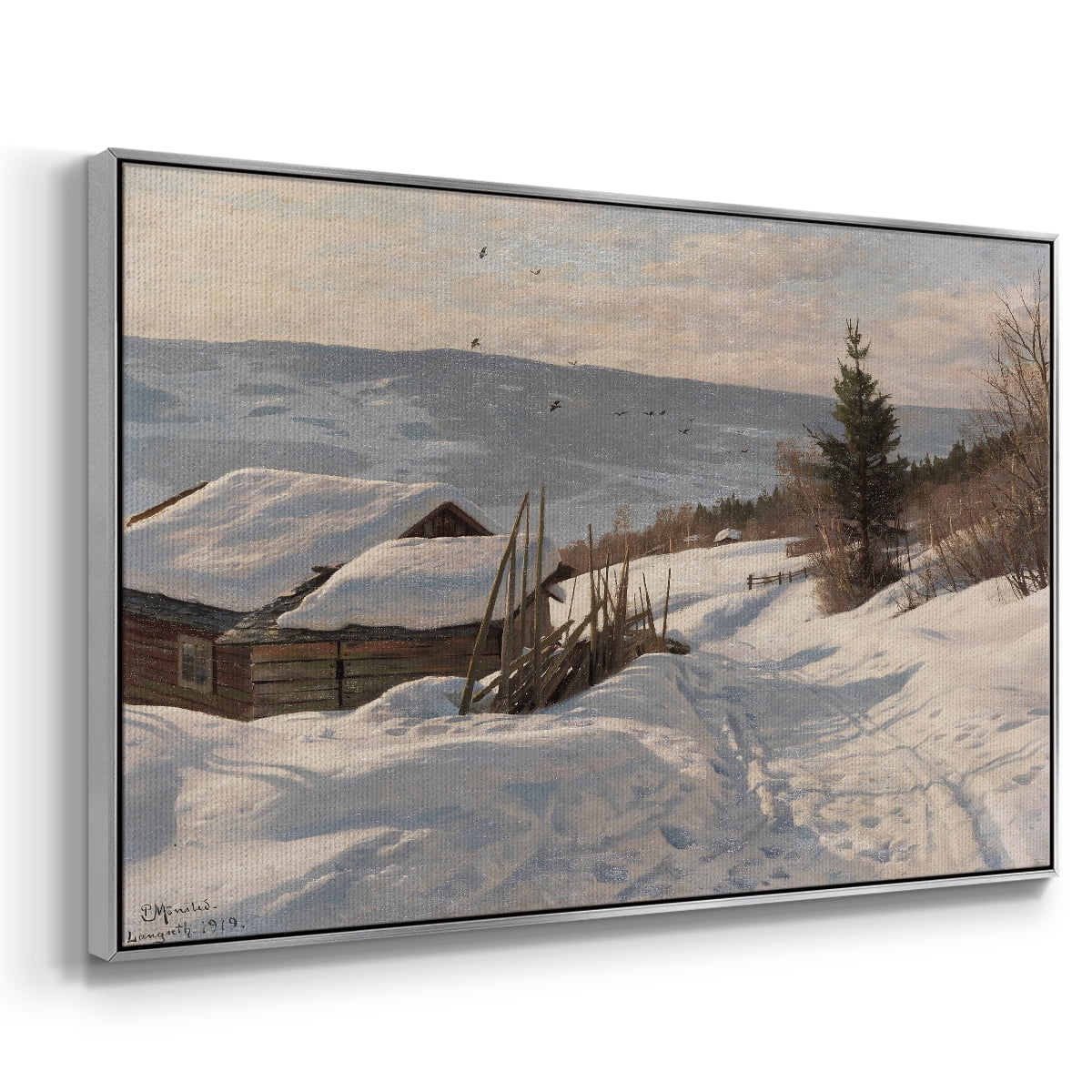 Vintage Landscape-CCCLXXXIII By Wexford Home Framed in Silver Wood Gallery Wrapped Canvas 25 in. x 37 in.