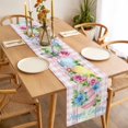 thumbnail image 6 of Easter Cotton Linen Table Runner for Dining Kitchen, Spring Watercolor Bunny Eggs Flowers Pink Plaid Wedding Outdoor Party Tablerunners, Dresser Scarf Coffee Tablecloth Runners 13x36 Inches, 6 of 9