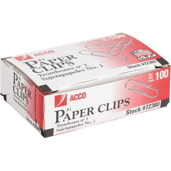 Open Box ACCO PREMIUM PAPER CLIPS - STANDARD SIZE #1 100PC - SILVER