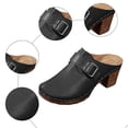 thumbnail image 5 of Rokment Buckles Platform High Heels Clogs Mules Sandals for Women Ladies 2026 Fashion Casual Leather Closed Toe Chunky Block Pumps Dress Slip on Slides Summer Shoes Black Size 6.5, 5 of 7