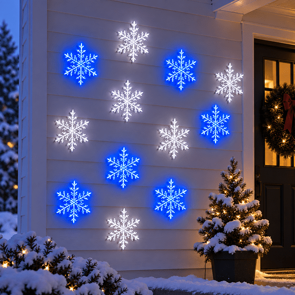3D Light Up Snowflake Wall Set, LED Snow Wall Decorations with Remote Control, Christmas Winter Hanging Lights for Indoor Holiday Decor