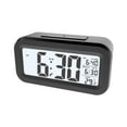 thumbnail image 3 of Reloj despertador digital con temperatura interior y silenciador para mesita de noche de dormitorio. Negro, 3 of 9