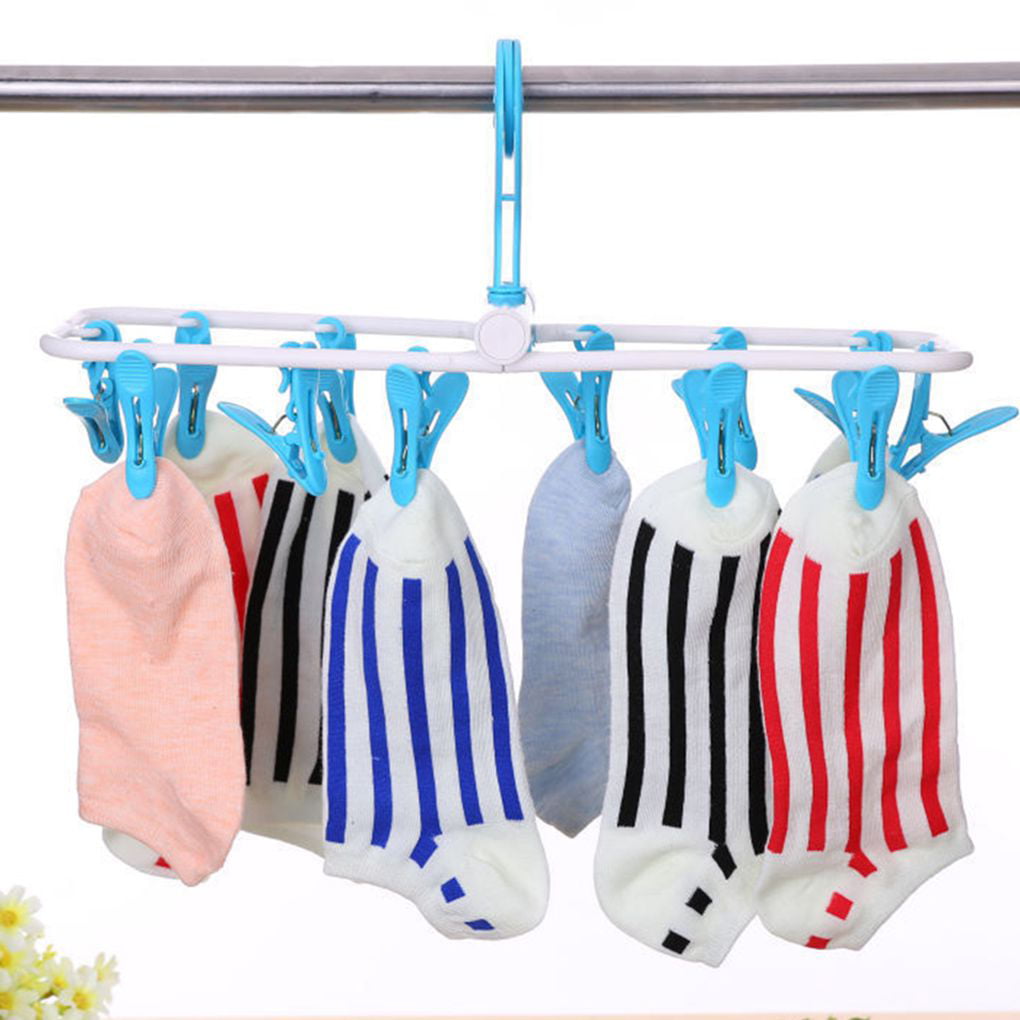 24 Clips Folding Clothes Hanger Wall Mounted Drying Racks for Underwear Bra  Socks Retractable Cloth Drying Rack with Soap Box - AliExpress