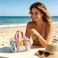 thumbnail image 3 of Large Clear Beach Bag, Macaron Large Transparent Beach Gym Handbag, Portable Travel Shower Cosmetic Organizer, S, 3 of 6