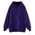 thumbnail image 2 of Purple Essentials Hoodie, Polyester Hoodies for Women, Women's Casual Solid Color Hooded Pocket Long Sleeve Pullover Sweatshirt XL, 2 of 8