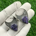 thumbnail image 2 of Solid 925 Sterling Silver Earrings For Womens, Bridesmaid Gift Earrings, Charoite, Gemstone Earrings, Christmas Gift For Her, 2 of 5