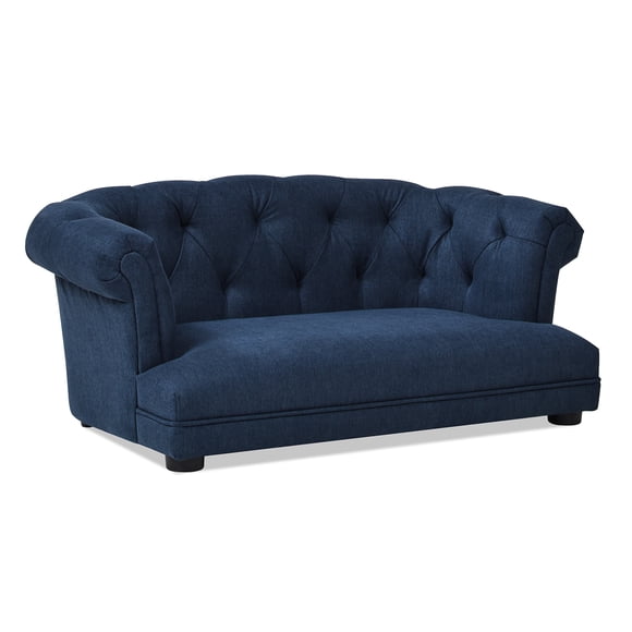 Kiki Canapé-Lit Chesterfield pour Chien 36,5 Po Moyen Bleu Pacifique