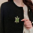 thumbnail image 3 of Cute Turtle Brooch Pin Crystal Rhinestones Green Marine Animals Lovely Lapel Pin Dress Accessories Boutonniere Corsage for Hat Bag Gold Tone Great Gift for Wife Sisters Friends Daily Wear Dating, 3 of 5