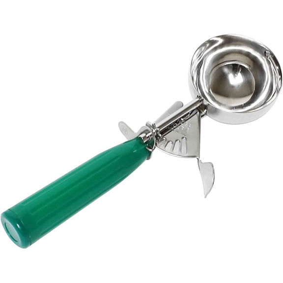 TrueCraftware – 2 2/3 oz Stainless Steel Ice Cream Disher, Green Handle, NSF Certified