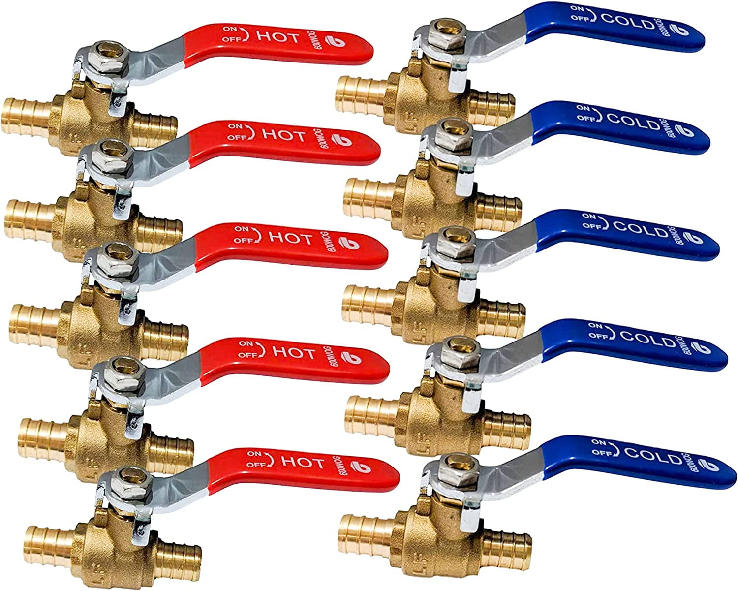 DMNI 1/2" PEX Brass Ball Valve Combo Hot & Cold Crimp Shutoff Valves