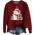 thumbnail image 1 of WEAIXIMIUNG Sweatshirts pour Femmes Col Rond Mode Automne/hiver Pull Extérieur Col Rond Imprimé de Noël Pull à Capuche Tricoté Grossier, 1 of 5