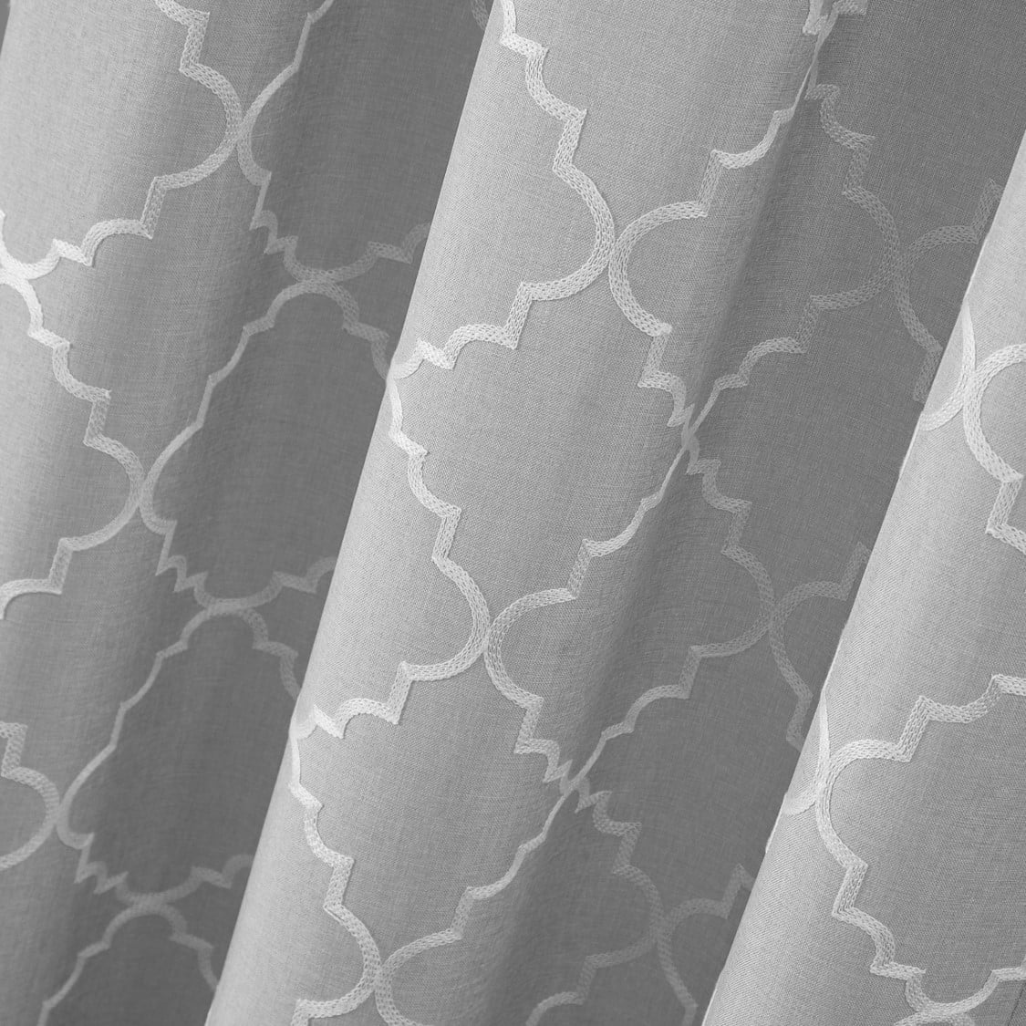 Mainstays Heathered Embroidered Sheer Curtain Panel Pair, Set of 2, Silver, 37"W x 84"L