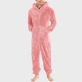 thumbnail image 1 of Pijama de lana Artificial para hombre, ropa de dormir informal de manga larga, Color sólido, con cremallera, mono holgado con capucha, Rompe cálido de invierno, 1, 1 of 4