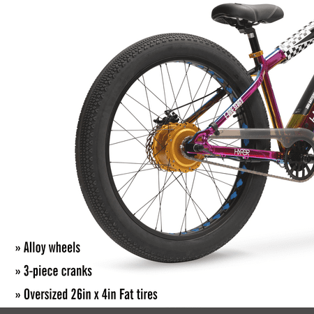 Hyper Bicycles Jet Fuel 26" 36V Electric BMX Fat Tire E-Bik for Adults, Pedal-Assist, 250W Motor