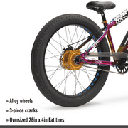 Hyper Bicycles 26 Jet Fuel Electric BMX Fat Tire E-Bike with Pedal-Assist, 250W Motor, Adult, Jet Fuel