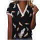 thumbnail image 2 of ICHUANYI Clearance Fashion Women's Summer V-Neck Lace Patchwork Short Sleeve Casual Top Blouse(Black, M) ICHUANYI WER2023081012670, 2 of 5