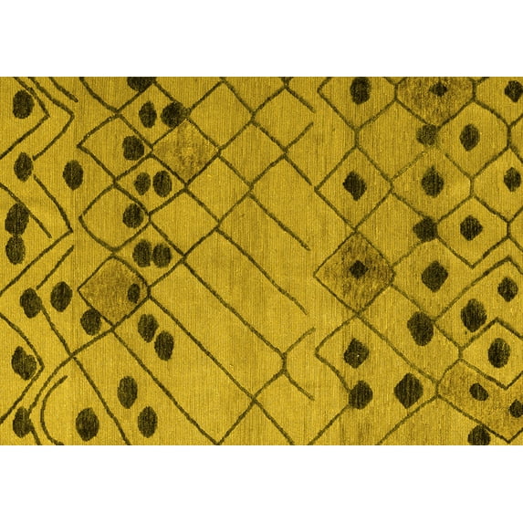 Ahgly Company Indoor Rectangle Abstract Yellow Modern Area Rugs, 2' x 4'