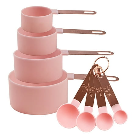 

Stainless Steel Measuring Cups and Spoons Set 8 Piece Pink